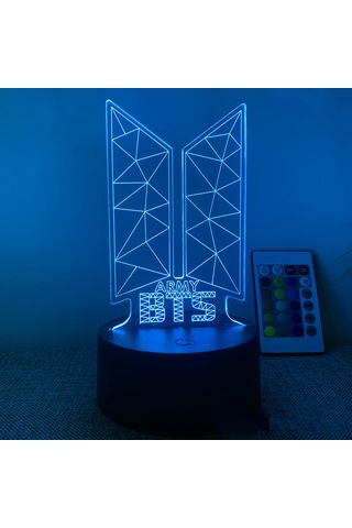 Skycity Bts Army Hediyesi 16 Renkli Akrilik Led Masa Lambası, Usb Ve Uzaktan Kumanda İle Yatak Odası Işığı 14x6cm Beyaz