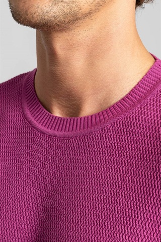 Tudors Slim Fit Dar Kesim Armürlü Erkek Kazak-22273 Lila