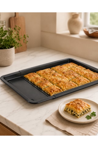 Fisko Ayarlanabilir Fırın Tepsisi 33-52x36 Cm Siyah