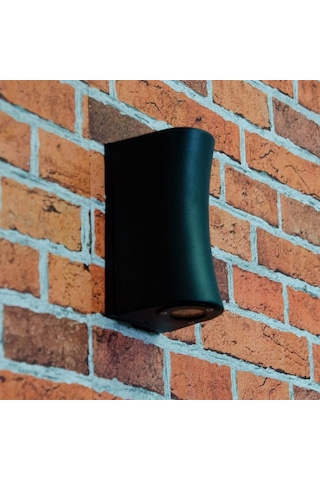 Amber Işık Çift Yönlü Iç Ve Dış Mekan Bahçe Teras Duvar Apliği Siyah