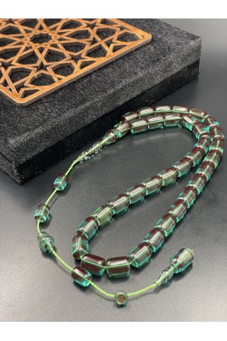 Usta Mehmet Toprak İmzalı Kuru Torna Ateş Kehribar Tespih 11x8 Mm Gümüş