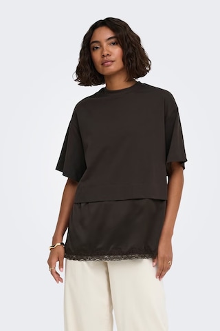 Only Onlmexa Pamuklu Regular Fit Dantel Detaylı T Shirt Bayan T Shirt 15382176 Koyu Kahve