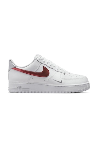 Nike Air Force 1 '07 Trainers White With Metallic Swoosh Leather Sneaker Hakiki Deri Erkek Günlük Spor Ayakkabı Beyaz