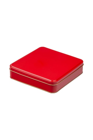 Kırmızı Metal Kutu 19,2x19,2x4,5 Cm