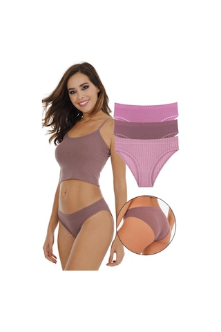 Sensu Kadın Fitilli Soft Renkler 3'lü Slip Külot Set - Kts4053 Pembe Pembe