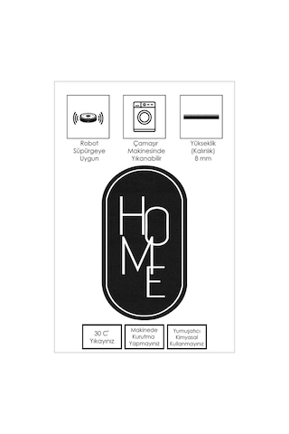 West Home Dijital Baskı Yıkanabilir Kaymaz Taban Leke Tutmaz Oval Mutfak Halısı Salon Halısı Ve Yolluk Wh 575 Black Oval