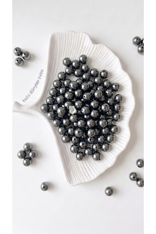 100 Gram - İnci Boncuk - 12 Mm Renk : Metalik Siyah