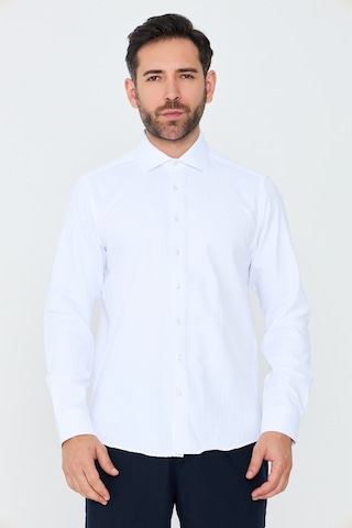 White Stone Beyaz Mikro Desenli Dynamic Fit Uzun Kollu Erkek Gömlek Beyaz-03