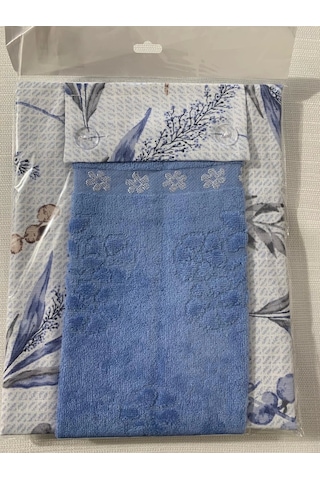 Nivemeshome Mavi Kadife Havlulu Mutfak Önlüğü Mavi