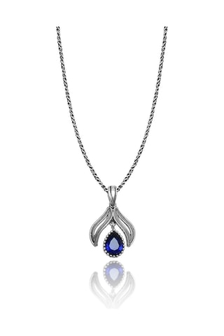 Safir Taşlı 925 Ayar Telkari Gümüş Kolye