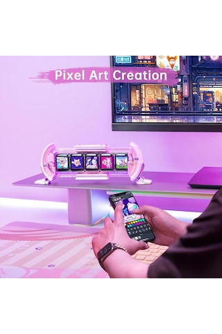 Divoom Times Gate Pixel Art Bilgilendirici Ekran, Wıfı 5 Adet 128 128 Ips Ekran, Led Dijital Saat Işıkları Oyun Oda Genel