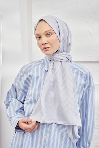 Armanda Jakarlı Şal - Zigzag Desenli - Gümüş - Gümüş