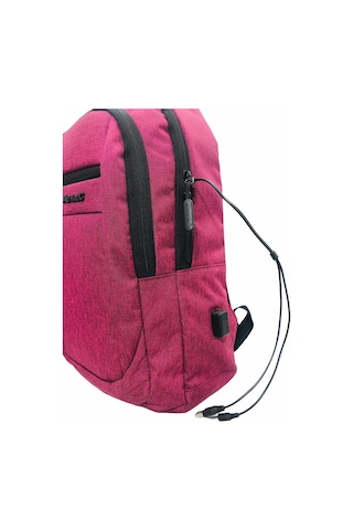 15.6" Usb Ve Kulaklık Girişli Bordo Laptop Notebook Sırt Çantası Usb Kablosu Hediyeli Kırmızı-448 Kırmızı