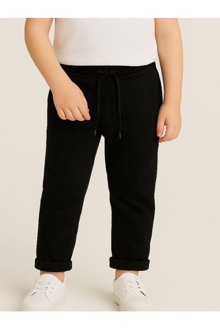 Zekids Çocuk Beli Lastikli Jogger Eşofman Alt-16089 Siyah