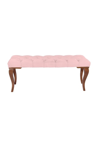 Gazzini Classic Lükens Gürgen Ayak Chester Model Kapitoneli Pembe Puf Bench - Ceviz Ayak