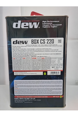 Dew Box Cs 220 Kapalı Sistem Asansör Dişli Yağı 16 L