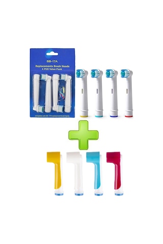 Oral-B Şarjlı Diş Fırçası Uyumlu 4 Adet Yedek Başlık 4 Adet Kapak