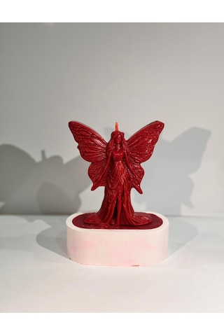 Red Lara Candle -el Yapımı Mum Beyaz-Kırmızı