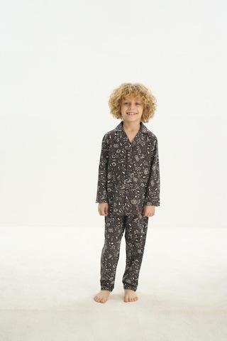 Sevim Erkek Çocuk Uzun Kol Önden Düğmeli Füme Pijama Takım C5t1n7o8 001
