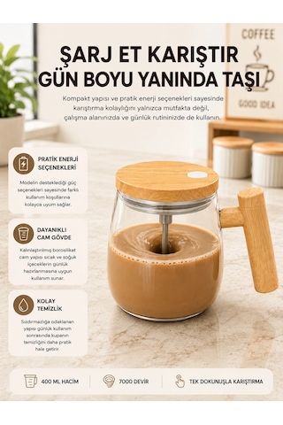 Usb Şarjlı Akıllı Karıştırıcı Kupa Isıtma Altlıklı, Ip6 Su Geçirmez Yeni Nesil Renkli