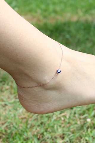 Argentum Concept Nazar Boncuklu 925 Ayar Gümüş Halhal - H001201 Pembe