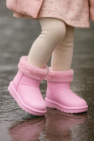 Kaptan Junior Çocuk İçi Kürklü Su Geçirmez Yağmur, Kışlık Bot Pembe