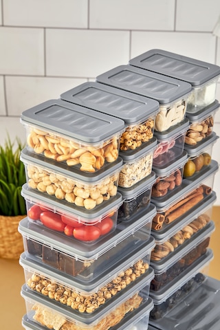 Multi Box 27 Parça 5 Farklı Boy Saklama Kabı Seti - Dondurucu & Mikrodalga Uyumlu Gri