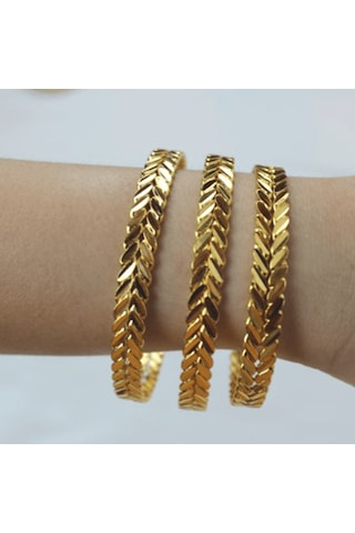 Bas Ak Burma Is Iltılı Desenli I Mitasyon Altın Bilezik Gold