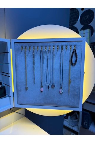 Aynalı Makyaj Takı Dolabı Beyaz