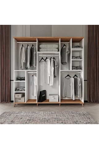 Guneystore Bohem 6 Kapaklı Aynalı Komple Mdf Gardırop