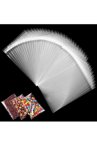 100 Adet 8x12 Kendinden Yapışkanlı Açılıp Kapanabilir Şeker Kurabiye Şeffaf Plastik Poşet Torba