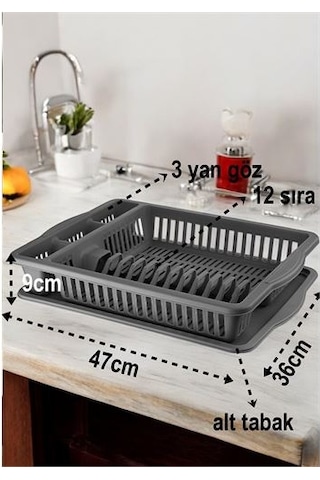 Bulaşık Durulama Sepeti Tabaklık Bulaşık Kurutmalık Gri Alessi 715437 Çok Renkli