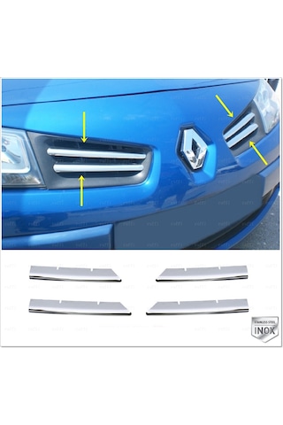 Renault Megane 2 Krom Ön Panjur 4 Prç. P.Çelik 2006-2009 Arası
