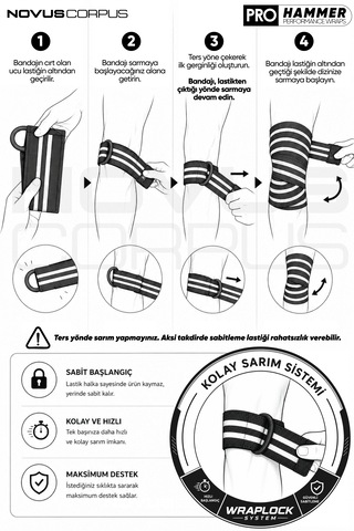 Fitness Diz Bandajı Knee Wraps Ağırlık Crossfit Dizliği Sarmalı Dizlik Cırt Bantlı - 2 Adet - Siyah/gri Desen
