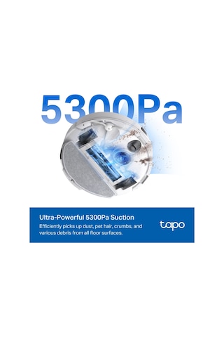 Tapo RV30 Max Plus 5300Pa Robot Süpürge Ve Paspas Lidar+ımu Çift Navigasyon 3l Otomatik Boşaltma Ünitesi Akıllı Temizlik Beyaz