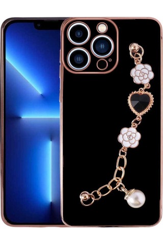 Apple Uyumlu iPhone 13 Pro Max Kılıf El Tutamaçlı Kamera Korumalı Zore Taka Silikon Kapak Siyah