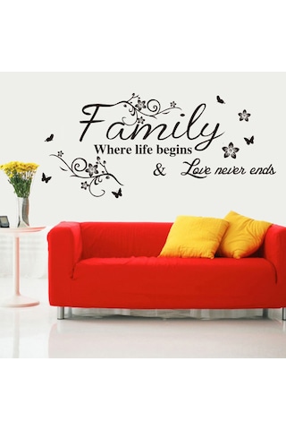 Hombey Siyah Pvc Çiçekli Sarma Duvar Sticker, Su Geçirmez, Kolay Uygulama, 57x28cm, Odalar İçin Dıy Dekorasyon