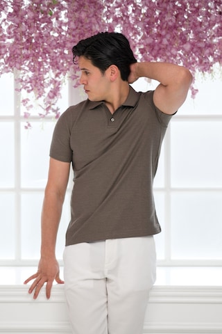 Advante Slimfit Spor Örgü Kumaş Tek Düğme Polo Yaka T-shirt Kahverengi