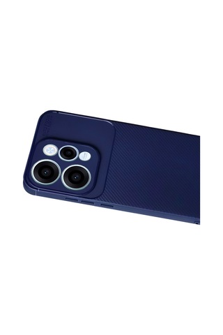 Oppo Reno 15 F / Fs Uyumlu Kılıf Karbon Tasarım Kamera Korumalı Silikon Telefon Kılıfı Kapak Lacivert