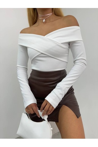 Lymens Ottoman Çapraz Bantlı Bluz - Casual Şıklık İçin Ekru