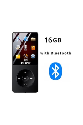 Ruizu X02-b Bluetooth 5.0 Ultra İnce Mp3 Mp4 Çalar Radyo 16gb Mp3 Player