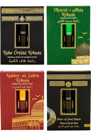 Hacerül Esved + Kabe Örtüsü + Mescidi Aksa + Kubbetül Sahra Alkolsüz Esans 4 x 3 ML