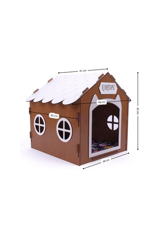 Ahşap Özel İsim Baskılı Dekoratif Kedi Evi-kulübesi, Kediler İçin Kulübe, Kedi Kulübesi Ceviz
