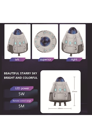 Uzay Kapsülü Yıldız Projektör Atmosfer Gece Lambası Yıldızlı Kuzey Işıkları Süsleme Dekorasyon Masa Lambası Fiş Usb Uzay Kapsülü Yıldız Projeksiyon Lambası