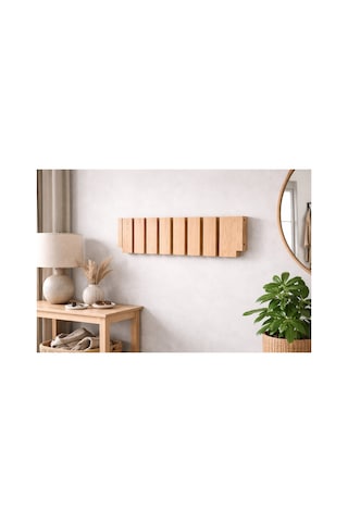 Katlanabilir Ahşap Duvar Askılığı 40x14 Cm Bej