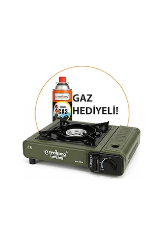 Tekli Portatif Kamp Ocak Gaz Stop Emniyetli 1 Adet 227 Kartuş Haki