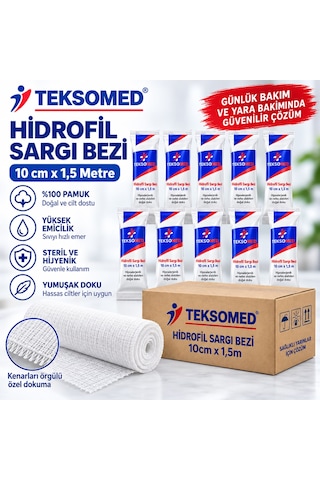 Teksomed Hidrofil Sargı Bezi 10 Cm X 1,5 Metre 20 Adet