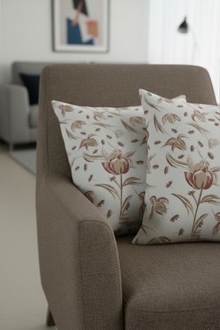 Chevron Bohem Dekoratif Punch Yastık Kırlent Kılıfı 2 Adet 45x45 Rustik Çiçek Kahverengi 45 x 45