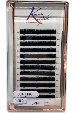 Kaşmir Kirpik Çek - Bırak 0.05 C Kıvrım Tek Boy Kirpik 8 MM