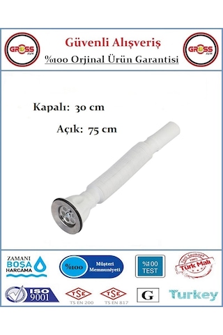 Lavabo Gider Sifonu Körüklü Beyaz